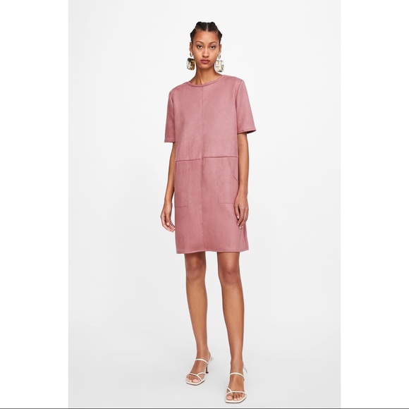 Zara Dresses & Skirts - NWT Zara Pink Faux Suede Mini Dress